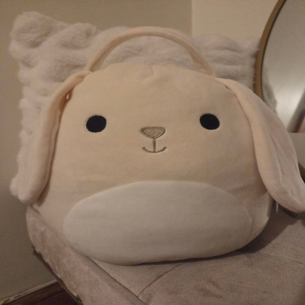 Girls Squishmallows Valentina Bunny Stuffed Animal Easter Basket Beige Purple